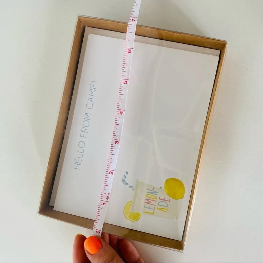 NEW ANTHROPOLOGIE White Yellow Illustrated Camp Lemonade Card Notecards s/10